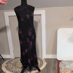 Jones New York Black Maxi Dress with Purple Floral Pattern